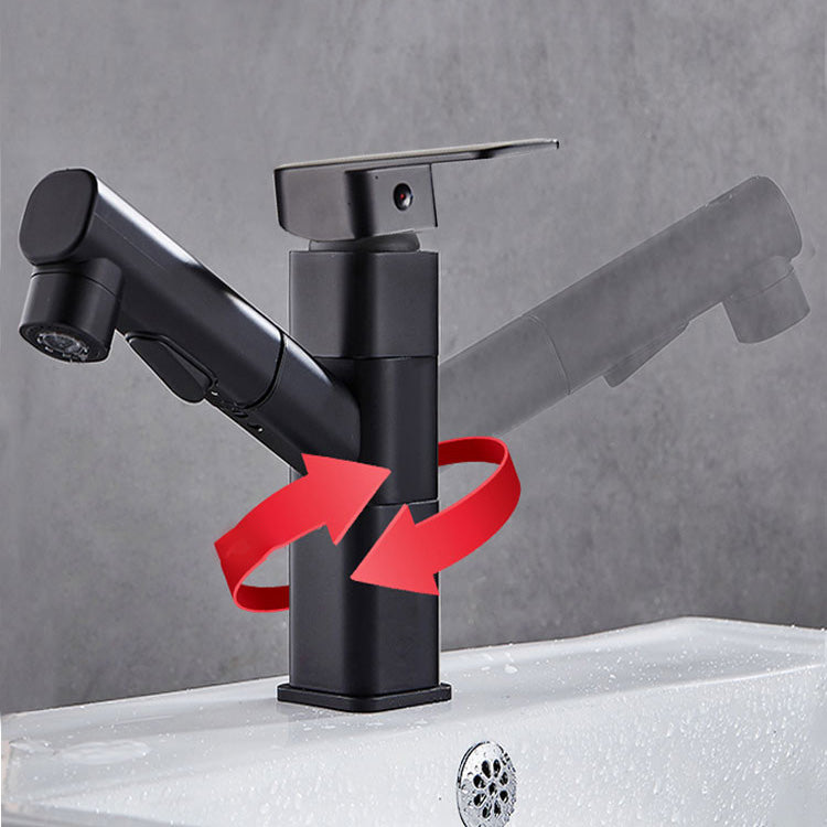Bathroom Faucet Pull-out Lever Handle Single Hole Washroom Faucet Clearhalo 'Bathroom Remodel & Bathroom Fixtures' 'Bathroom Sink Faucets' 'Bathroom Sinks & Faucet Components' 'bathroom_sink_faucets' 'Home Improvement' 'home_improvement' 'home_improvement_bathroom_sink_faucets' 7078604