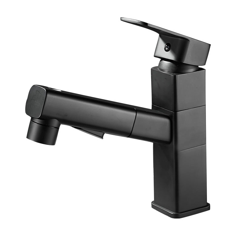 Bathroom Faucet Pull-out Lever Handle Single Hole Washroom Faucet Clearhalo 'Bathroom Remodel & Bathroom Fixtures' 'Bathroom Sink Faucets' 'Bathroom Sinks & Faucet Components' 'bathroom_sink_faucets' 'Home Improvement' 'home_improvement' 'home_improvement_bathroom_sink_faucets' 7078608