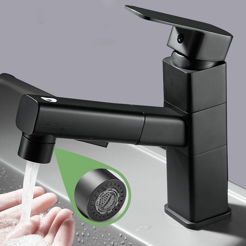Bathroom Faucet Pull-out Lever Handle Single Hole Washroom Faucet Clearhalo 'Bathroom Remodel & Bathroom Fixtures' 'Bathroom Sink Faucets' 'Bathroom Sinks & Faucet Components' 'bathroom_sink_faucets' 'Home Improvement' 'home_improvement' 'home_improvement_bathroom_sink_faucets' 7078612
