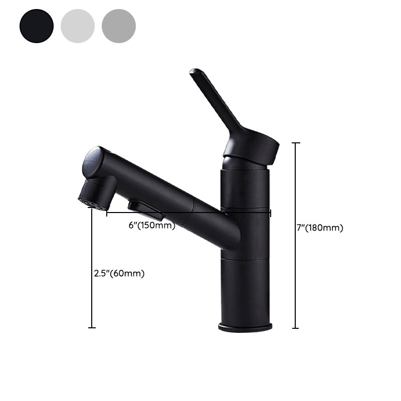 Bathroom Faucet Pull-out Lever Handle Single Hole Washroom Faucet Clearhalo 'Bathroom Remodel & Bathroom Fixtures' 'Bathroom Sink Faucets' 'Bathroom Sinks & Faucet Components' 'bathroom_sink_faucets' 'Home Improvement' 'home_improvement' 'home_improvement_bathroom_sink_faucets' 7078616