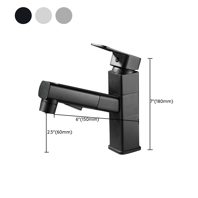 Bathroom Faucet Pull-out Lever Handle Single Hole Washroom Faucet Clearhalo 'Bathroom Remodel & Bathroom Fixtures' 'Bathroom Sink Faucets' 'Bathroom Sinks & Faucet Components' 'bathroom_sink_faucets' 'Home Improvement' 'home_improvement' 'home_improvement_bathroom_sink_faucets' 7078617
