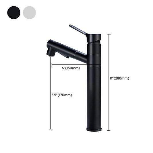 Bathroom Faucet Pull-out Lever Handle Single Hole Washroom Faucet Clearhalo 'Bathroom Remodel & Bathroom Fixtures' 'Bathroom Sink Faucets' 'Bathroom Sinks & Faucet Components' 'bathroom_sink_faucets' 'Home Improvement' 'home_improvement' 'home_improvement_bathroom_sink_faucets' 7078618