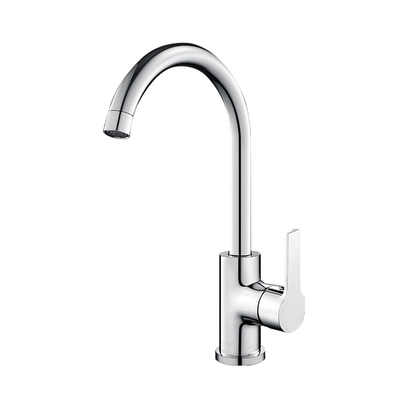 Stainless Steel Kitchen Faucet High Arch Standard Kitchen Faucet with No Sensor Single Pattern Gooseneck/High Arc Hot/Cold Water Dispensers Clearhalo 'Home Improvement' 'home_improvement' 'home_improvement_kitchen_faucets' 'Kitchen Faucets' 'Kitchen Remodel & Kitchen Fixtures' 'Kitchen Sinks & Faucet Components' 'kitchen_faucets' 7078662