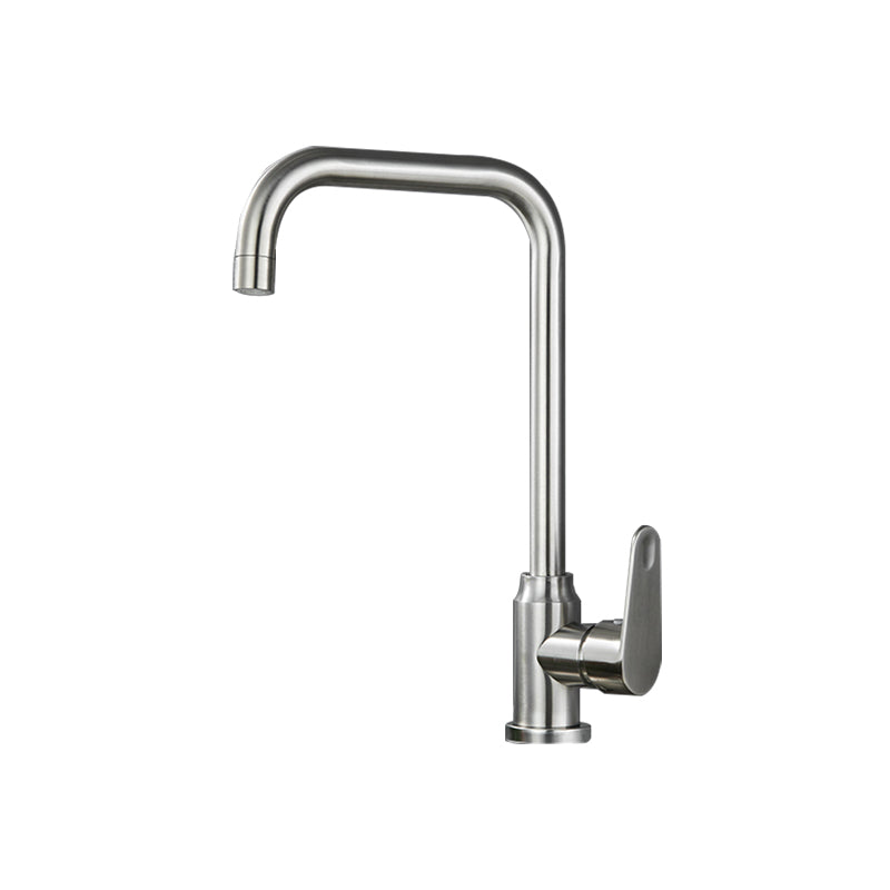 Stainless Steel Kitchen Faucet High Arch Standard Kitchen Faucet with No Sensor Single Pattern Seven Character Faucet Hot/Cold Water Dispensers Clearhalo 'Home Improvement' 'home_improvement' 'home_improvement_kitchen_faucets' 'Kitchen Faucets' 'Kitchen Remodel & Kitchen Fixtures' 'Kitchen Sinks & Faucet Components' 'kitchen_faucets' 7078665
