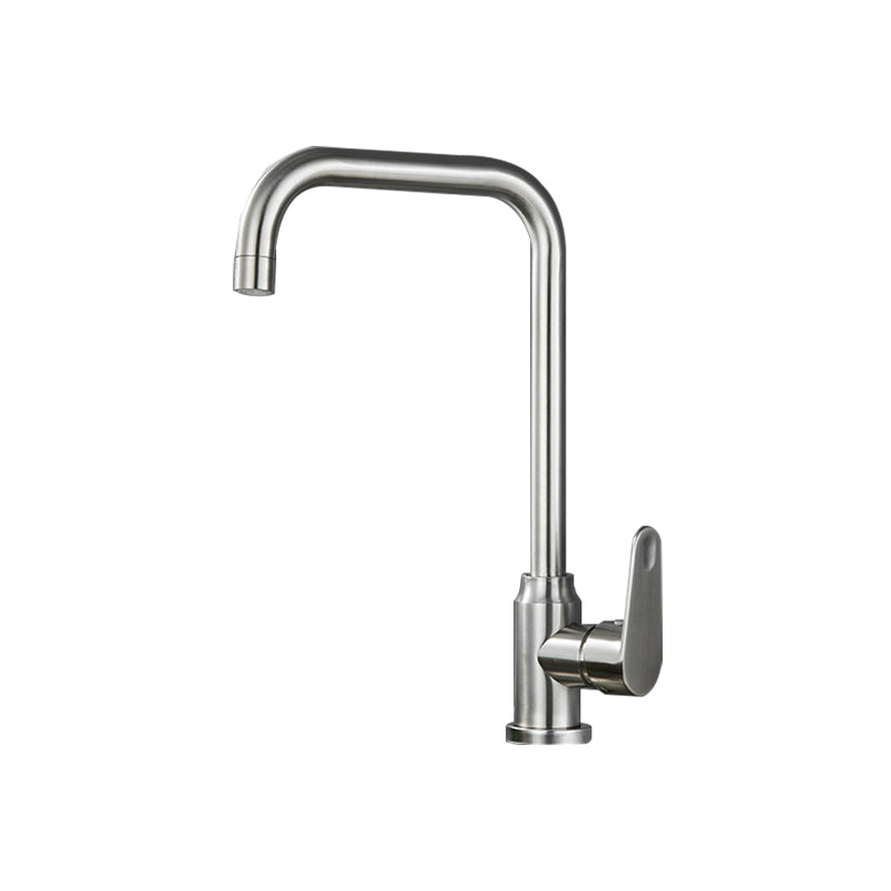 Stainless Steel Kitchen Faucet High Arch Standard Kitchen Faucet with No Sensor Single Pattern Seven Character Faucet Hot Cold Water Dispensers Clearhalo 'Home Improvement' 'home_improvement' 'home_improvement_kitchen_faucets' 'Kitchen Faucets' 'Kitchen Remodel & Kitchen Fixtures' 'Kitchen Sinks & Faucet Components' 'kitchen_faucets' 7078665