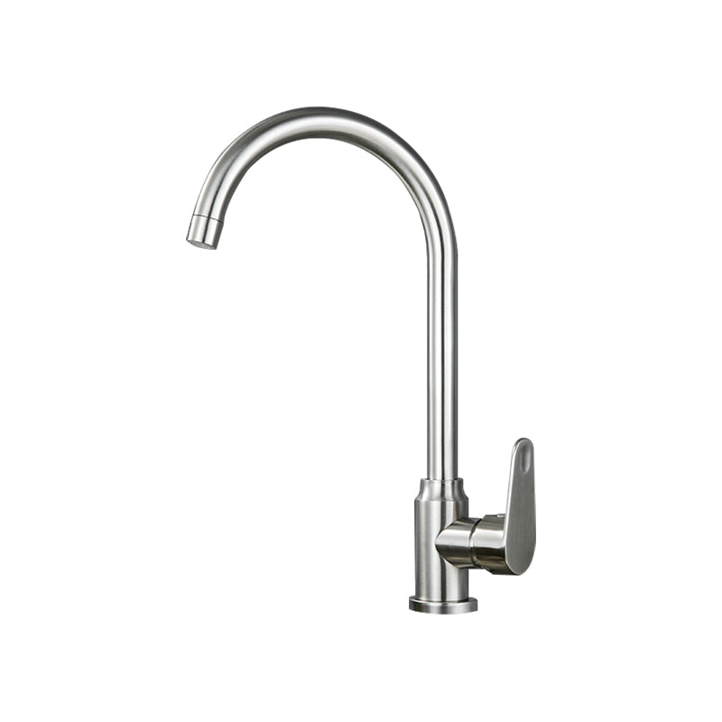 Stainless Steel Kitchen Faucet High Arch Standard Kitchen Faucet with No Sensor Single Pattern Big Curved Faucet Hot/Cold Water Dispensers Clearhalo 'Home Improvement' 'home_improvement' 'home_improvement_kitchen_faucets' 'Kitchen Faucets' 'Kitchen Remodel & Kitchen Fixtures' 'Kitchen Sinks & Faucet Components' 'kitchen_faucets' 7078669