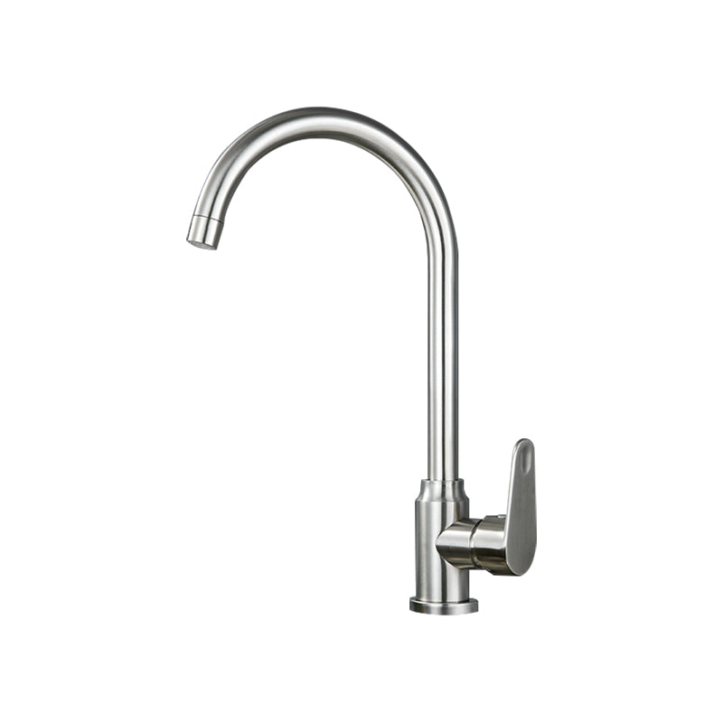 Stainless Steel Kitchen Faucet High Arch Standard Kitchen Faucet with No Sensor Single Pattern Big Curved Faucet Hot Cold Water Dispensers Clearhalo 'Home Improvement' 'home_improvement' 'home_improvement_kitchen_faucets' 'Kitchen Faucets' 'Kitchen Remodel & Kitchen Fixtures' 'Kitchen Sinks & Faucet Components' 'kitchen_faucets' 7078669