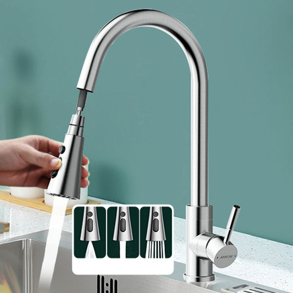 High Arch Kitchen Faucet Stainless Steel Kitchen Faucet with No Sensor Clearhalo 'Home Improvement' 'home_improvement' 'home_improvement_kitchen_faucets' 'Kitchen Faucets' 'Kitchen Remodel & Kitchen Fixtures' 'Kitchen Sinks & Faucet Components' 'kitchen_faucets' 7078682