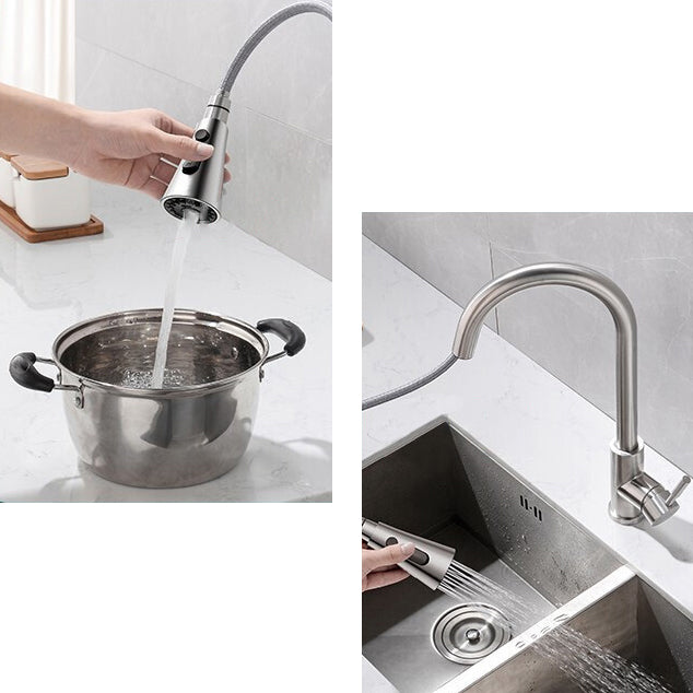 High Arch Kitchen Faucet Stainless Steel Kitchen Faucet with No Sensor Clearhalo 'Home Improvement' 'home_improvement' 'home_improvement_kitchen_faucets' 'Kitchen Faucets' 'Kitchen Remodel & Kitchen Fixtures' 'Kitchen Sinks & Faucet Components' 'kitchen_faucets' 7078687