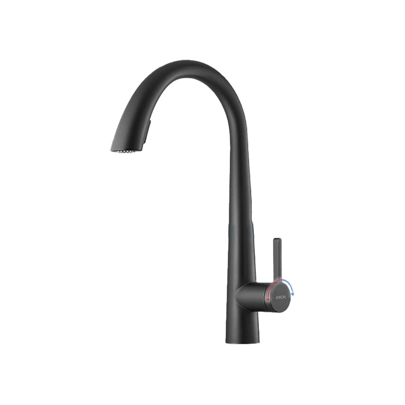 High Arch Kitchen Faucet Stainless Steel Kitchen Faucet with No Sensor Black Gooseneck Pull Out Faucet Clearhalo 'Home Improvement' 'home_improvement' 'home_improvement_kitchen_faucets' 'Kitchen Faucets' 'Kitchen Remodel & Kitchen Fixtures' 'Kitchen Sinks & Faucet Components' 'kitchen_faucets' 7078688