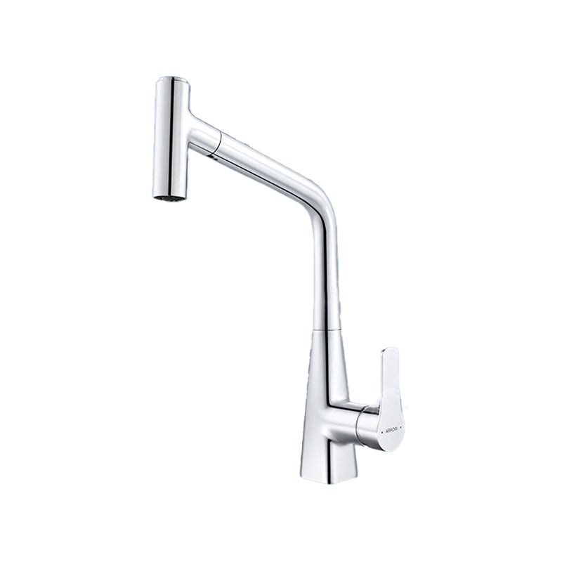 High Arch Kitchen Faucet Stainless Steel Kitchen Faucet with No Sensor Silver Draw the Nozzle Faucet Clearhalo 'Home Improvement' 'home_improvement' 'home_improvement_kitchen_faucets' 'Kitchen Faucets' 'Kitchen Remodel & Kitchen Fixtures' 'Kitchen Sinks & Faucet Components' 'kitchen_faucets' 7078690