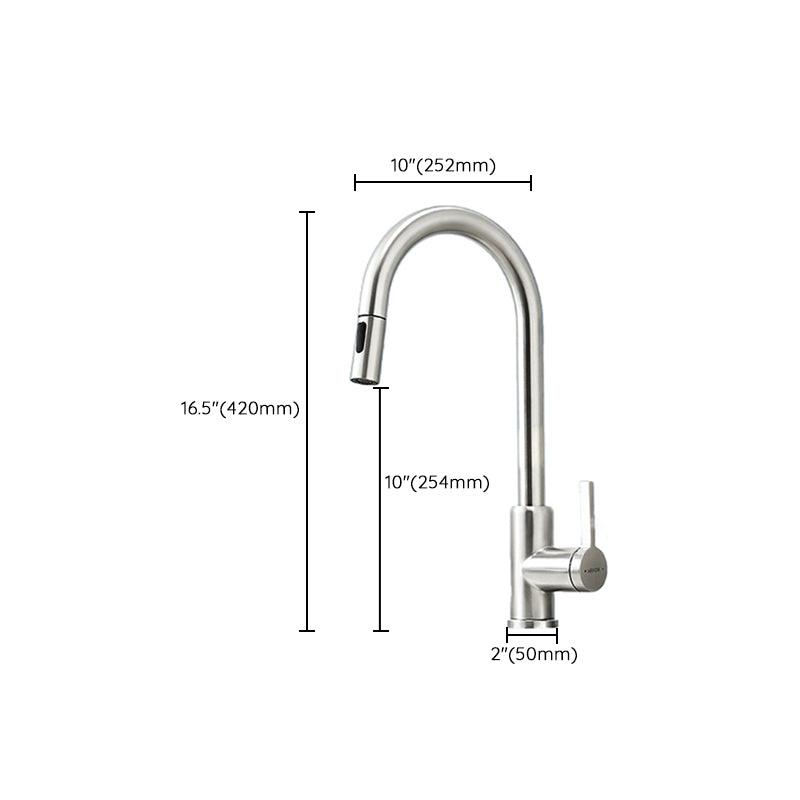 High Arch Kitchen Faucet Stainless Steel Kitchen Faucet with No Sensor Clearhalo 'Home Improvement' 'home_improvement' 'home_improvement_kitchen_faucets' 'Kitchen Faucets' 'Kitchen Remodel & Kitchen Fixtures' 'Kitchen Sinks & Faucet Components' 'kitchen_faucets' 7078698