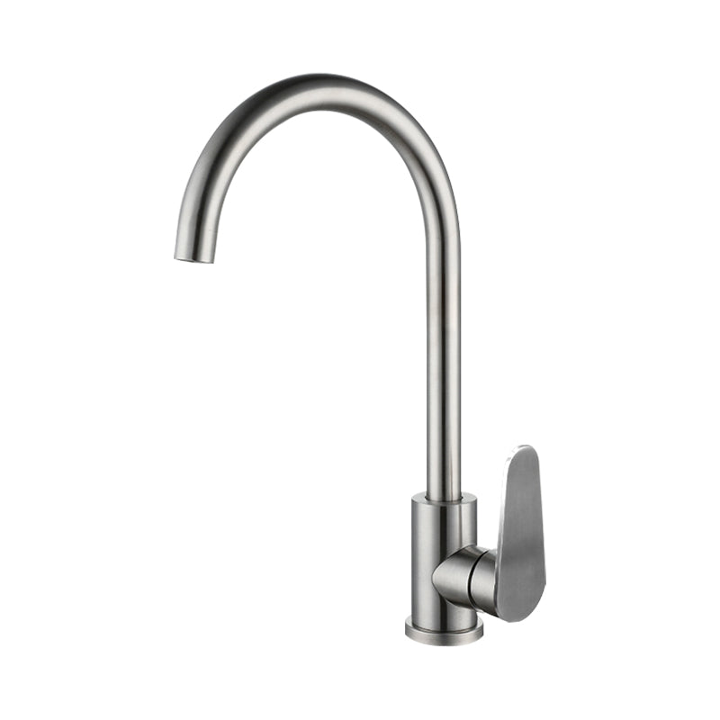 Metal Kitchen Faucet High Arch 1 Hole Kitchen Faucet with No Sensor Nickel Big Curved Faucet Hot/Cold Water Dispensers Clearhalo 'Home Improvement' 'home_improvement' 'home_improvement_kitchen_faucets' 'Kitchen Faucets' 'Kitchen Remodel & Kitchen Fixtures' 'Kitchen Sinks & Faucet Components' 'kitchen_faucets' 7078711