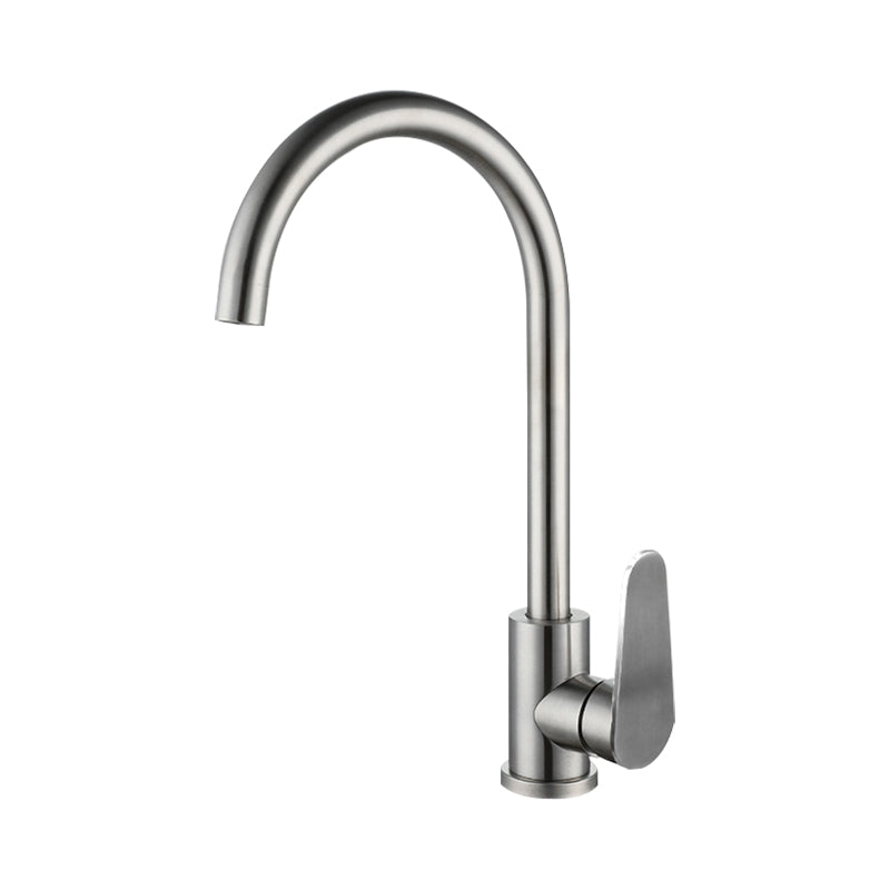 Metal Kitchen Faucet High Arch 1 Hole Kitchen Faucet with No Sensor Nickel Big Curved Faucet Hot Cold Water Dispensers Clearhalo 'Home Improvement' 'home_improvement' 'home_improvement_kitchen_faucets' 'Kitchen Faucets' 'Kitchen Remodel & Kitchen Fixtures' 'Kitchen Sinks & Faucet Components' 'kitchen_faucets' 7078711