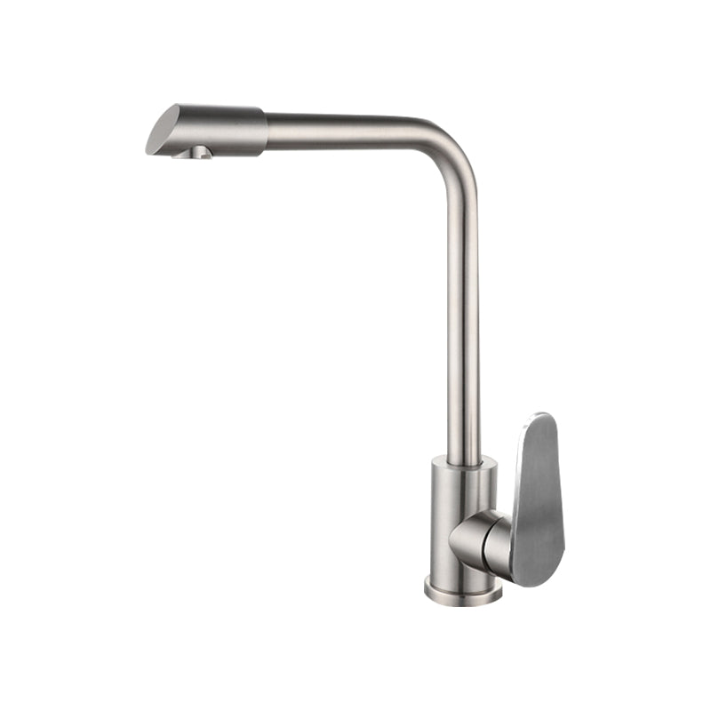 Metal Kitchen Faucet High Arch 1 Hole Kitchen Faucet with No Sensor Nickel Swivel Spout Hot Cold Water Dispensers Clearhalo 'Home Improvement' 'home_improvement' 'home_improvement_kitchen_faucets' 'Kitchen Faucets' 'Kitchen Remodel & Kitchen Fixtures' 'Kitchen Sinks & Faucet Components' 'kitchen_faucets' 7078715