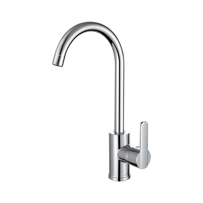 Metal Kitchen Faucet High Arch 1 Hole Kitchen Faucet with No Sensor Silver Big Curved Faucet Hot Cold Water Dispensers Clearhalo 'Home Improvement' 'home_improvement' 'home_improvement_kitchen_faucets' 'Kitchen Faucets' 'Kitchen Remodel & Kitchen Fixtures' 'Kitchen Sinks & Faucet Components' 'kitchen_faucets' 7078718