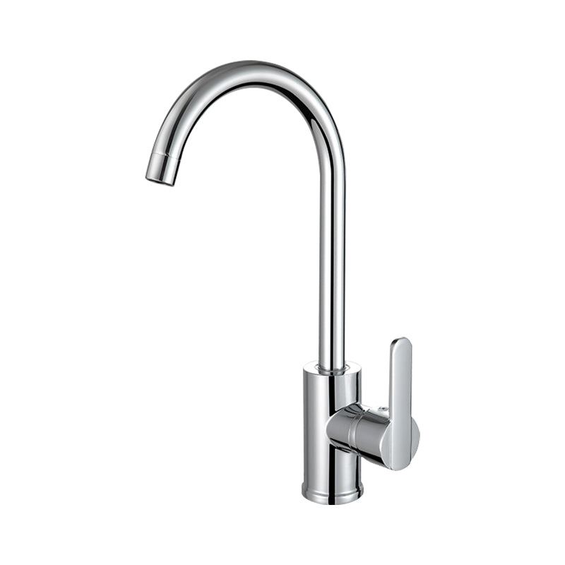 Metal Kitchen Faucet High Arch 1 Hole Kitchen Faucet with No Sensor Silver Big Curved Faucet Hot/Cold Water Dispensers Clearhalo 'Home Improvement' 'home_improvement' 'home_improvement_kitchen_faucets' 'Kitchen Faucets' 'Kitchen Remodel & Kitchen Fixtures' 'Kitchen Sinks & Faucet Components' 'kitchen_faucets' 7078718