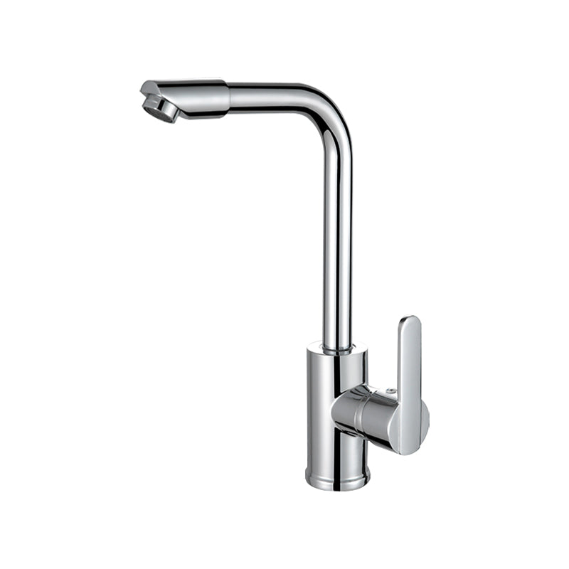 Metal Kitchen Faucet High Arch 1 Hole Kitchen Faucet with No Sensor Silver Swivel Spout Hot/Cold Water Dispensers Clearhalo 'Home Improvement' 'home_improvement' 'home_improvement_kitchen_faucets' 'Kitchen Faucets' 'Kitchen Remodel & Kitchen Fixtures' 'Kitchen Sinks & Faucet Components' 'kitchen_faucets' 7078721