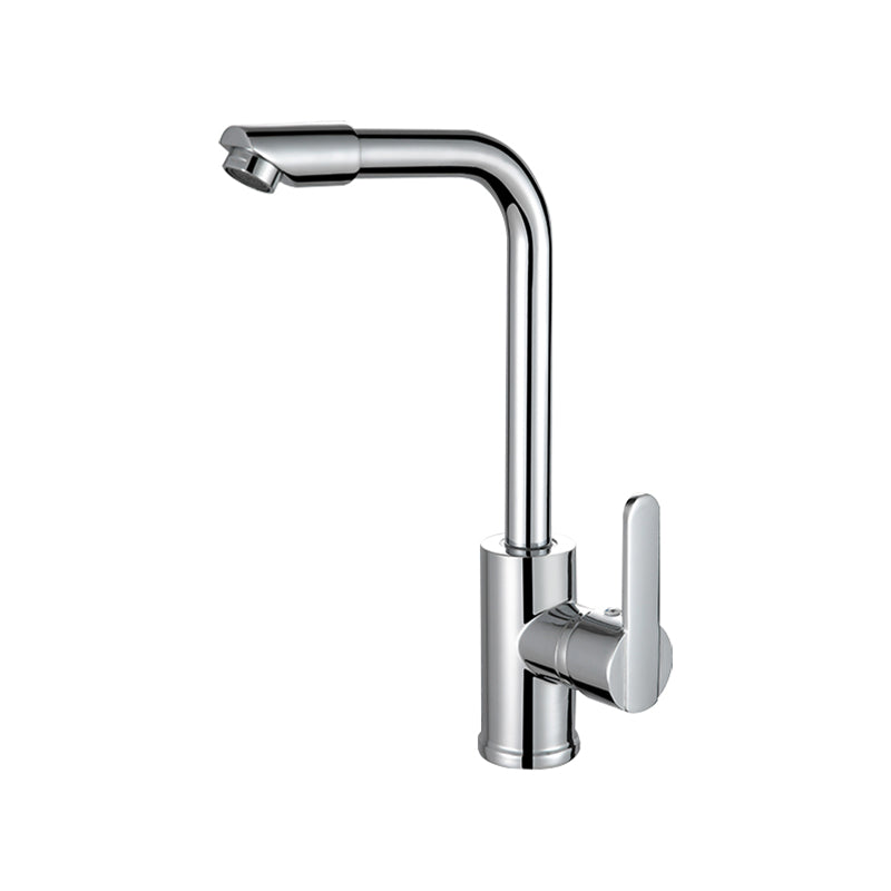 Metal Kitchen Faucet High Arch 1 Hole Kitchen Faucet with No Sensor Silver Swivel Spout Hot Cold Water Dispensers Clearhalo 'Home Improvement' 'home_improvement' 'home_improvement_kitchen_faucets' 'Kitchen Faucets' 'Kitchen Remodel & Kitchen Fixtures' 'Kitchen Sinks & Faucet Components' 'kitchen_faucets' 7078721