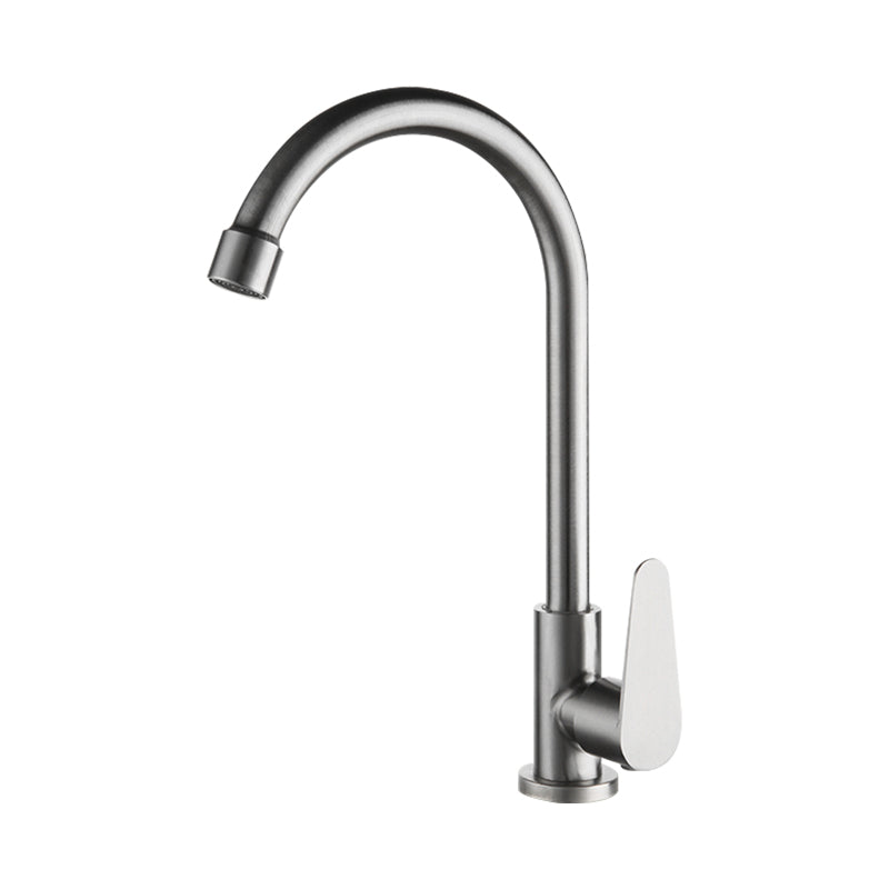 Metal Kitchen Faucet High Arch 1 Hole Kitchen Faucet with No Sensor Nickel Big Curved Faucet Cold Water Dispensers Clearhalo 'Home Improvement' 'home_improvement' 'home_improvement_kitchen_faucets' 'Kitchen Faucets' 'Kitchen Remodel & Kitchen Fixtures' 'Kitchen Sinks & Faucet Components' 'kitchen_faucets' 7078722