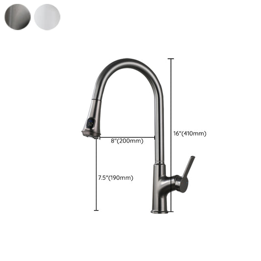 Contemporary Single Handle Kitchen Faucet Pull-down Desk-mounted Faucet Clearhalo 'Home Improvement' 'home_improvement' 'home_improvement_kitchen_faucets' 'Kitchen Faucets' 'Kitchen Remodel & Kitchen Fixtures' 'Kitchen Sinks & Faucet Components' 'kitchen_faucets' 7078748