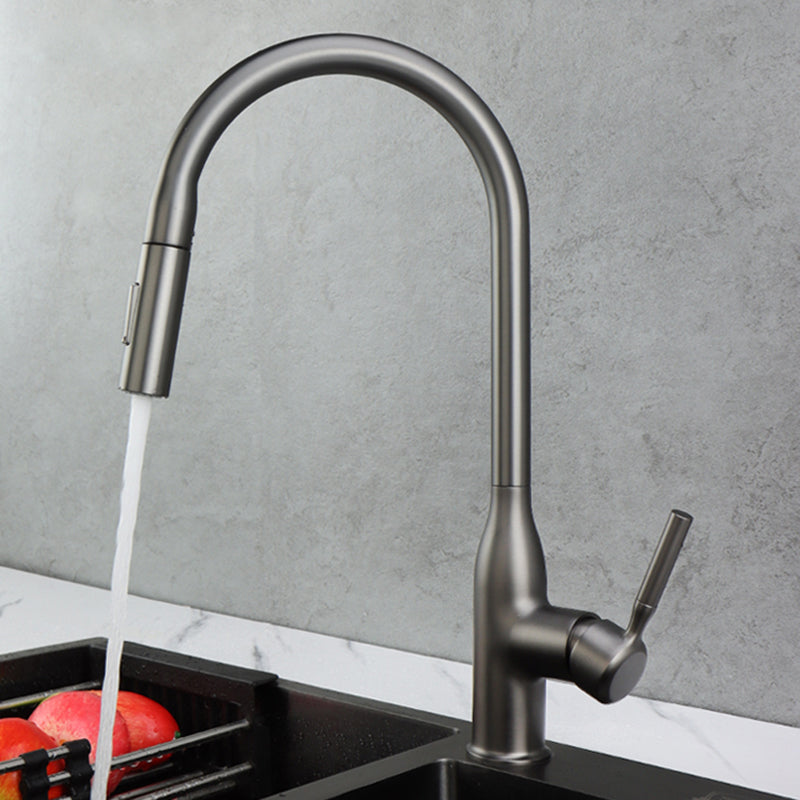 Classic Sink Faucet Metal Solid Color Standard Kitchen Faucet Grey Clearhalo 'Home Improvement' 'home_improvement' 'home_improvement_kitchen_faucets' 'Kitchen Faucets' 'Kitchen Remodel & Kitchen Fixtures' 'Kitchen Sinks & Faucet Components' 'kitchen_faucets' 7078751