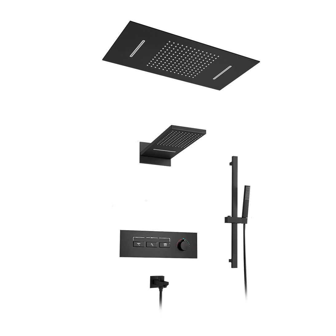 Modern Shower System Brass Slide Bar Included Adjustable Shower Head Shower Combo Clearhalo 'Bathroom Remodel & Bathroom Fixtures' 'Home Improvement' 'home_improvement' 'home_improvement_shower_faucets' 'Shower Faucets & Systems' 'shower_faucets' 'Showers & Bathtubs Plumbing' 'Showers & Bathtubs' 7078770