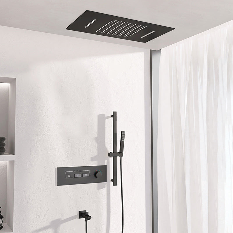 Modern Shower System Brass Slide Bar Included Adjustable Shower Head Shower Combo Black Ceiling Top Spray 4 Clearhalo 'Bathroom Remodel & Bathroom Fixtures' 'Home Improvement' 'home_improvement' 'home_improvement_shower_faucets' 'Shower Faucets & Systems' 'shower_faucets' 'Showers & Bathtubs Plumbing' 'Showers & Bathtubs' 7078780