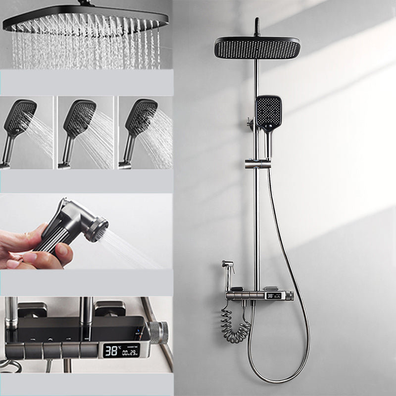 Shower Trim Square Massage Jet Handheld Shower Head Shower System Silver Gray Digital Display Not Included Clearhalo 'Bathroom Remodel & Bathroom Fixtures' 'Home Improvement' 'home_improvement' 'home_improvement_shower_faucets' 'Shower Faucets & Systems' 'shower_faucets' 'Showers & Bathtubs Plumbing' 'Showers & Bathtubs' 7078867