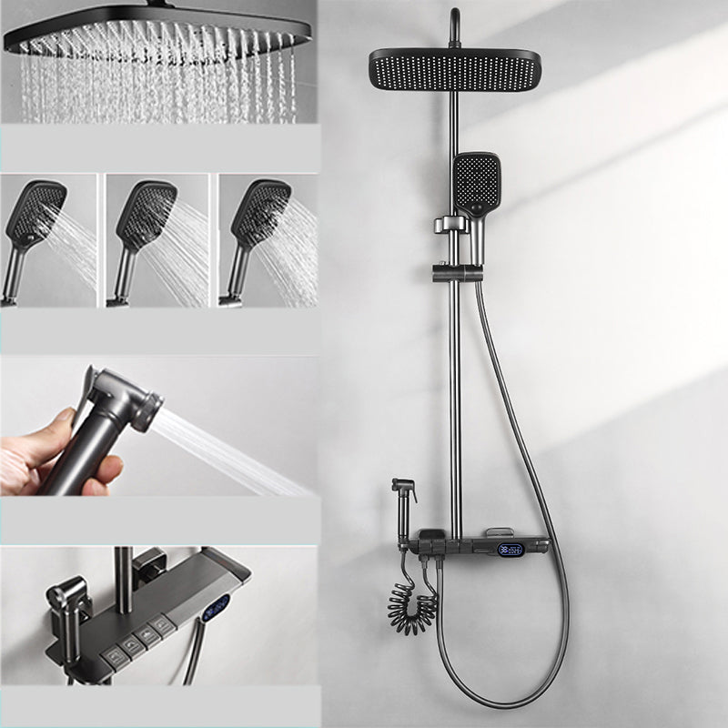 Shower Trim Square Massage Jet Handheld Shower Head Shower System Grey Digital Display Not Included Clearhalo 'Bathroom Remodel & Bathroom Fixtures' 'Home Improvement' 'home_improvement' 'home_improvement_shower_faucets' 'Shower Faucets & Systems' 'shower_faucets' 'Showers & Bathtubs Plumbing' 'Showers & Bathtubs' 7078869