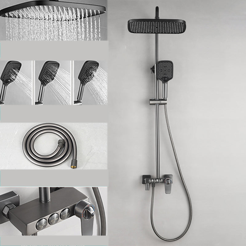 Shower Trim Square Massage Jet Handheld Shower Head Shower System Pewter Thermostatic Digital Display Not Included Clearhalo 'Bathroom Remodel & Bathroom Fixtures' 'Home Improvement' 'home_improvement' 'home_improvement_shower_faucets' 'Shower Faucets & Systems' 'shower_faucets' 'Showers & Bathtubs Plumbing' 'Showers & Bathtubs' 7078872