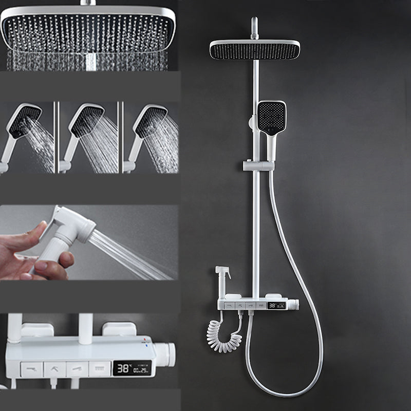 Shower Trim Square Massage Jet Handheld Shower Head Shower System White Digital Display Included Clearhalo 'Bathroom Remodel & Bathroom Fixtures' 'Home Improvement' 'home_improvement' 'home_improvement_shower_faucets' 'Shower Faucets & Systems' 'shower_faucets' 'Showers & Bathtubs Plumbing' 'Showers & Bathtubs' 7078882