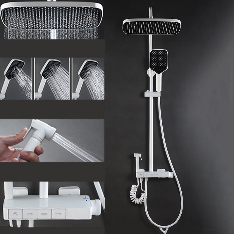 Shower Trim Square Massage Jet Handheld Shower Head Shower System White Inner Digital Display Not Included Clearhalo 'Bathroom Remodel & Bathroom Fixtures' 'Home Improvement' 'home_improvement' 'home_improvement_shower_faucets' 'Shower Faucets & Systems' 'shower_faucets' 'Showers & Bathtubs Plumbing' 'Showers & Bathtubs' 7078885