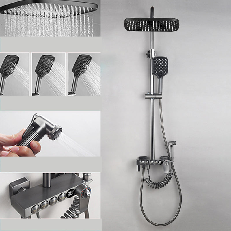 Shower Trim Square Massage Jet Handheld Shower Head Shower System Grey Thermostatic Digital Display Included Clearhalo 'Bathroom Remodel & Bathroom Fixtures' 'Home Improvement' 'home_improvement' 'home_improvement_shower_faucets' 'Shower Faucets & Systems' 'shower_faucets' 'Showers & Bathtubs Plumbing' 'Showers & Bathtubs' 7078889