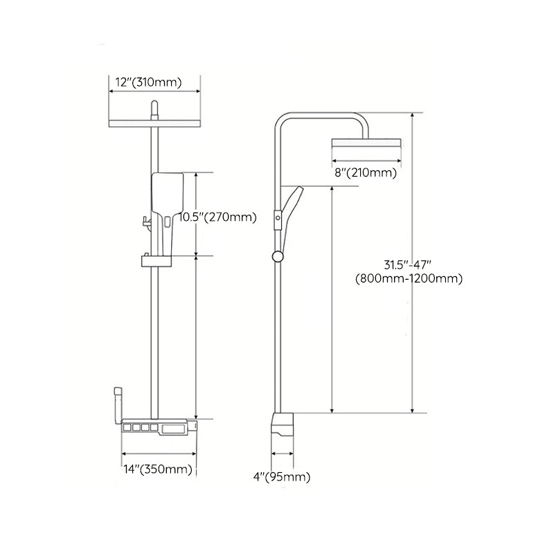 Shower Trim Square Massage Jet Handheld Shower Head Shower System Clearhalo 'Bathroom Remodel & Bathroom Fixtures' 'Home Improvement' 'home_improvement' 'home_improvement_shower_faucets' 'Shower Faucets & Systems' 'shower_faucets' 'Showers & Bathtubs Plumbing' 'Showers & Bathtubs' 7078893