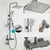 Grey Shower System Square Handheld Shower Head Wall Mounted Rain Shower System Pewter 4 Temperature Control Clearhalo 'Bathroom Remodel & Bathroom Fixtures' 'Home Improvement' 'home_improvement' 'home_improvement_shower_faucets' 'Shower Faucets & Systems' 'shower_faucets' 'Showers & Bathtubs Plumbing' 'Showers & Bathtubs' 7079009