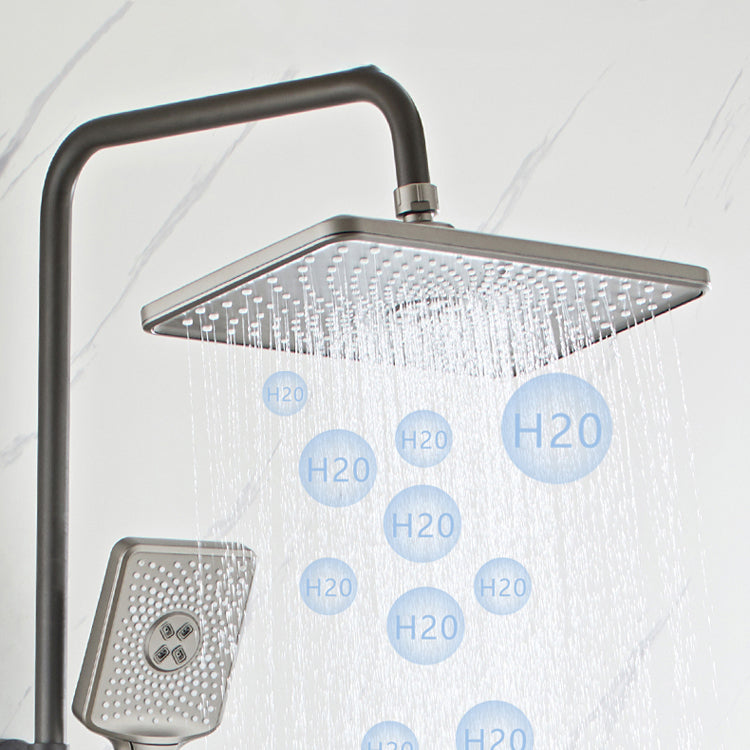 Grey Shower System Square Handheld Shower Head Wall Mounted Rain Shower System Clearhalo 'Bathroom Remodel & Bathroom Fixtures' 'Home Improvement' 'home_improvement' 'home_improvement_shower_faucets' 'Shower Faucets & Systems' 'shower_faucets' 'Showers & Bathtubs Plumbing' 'Showers & Bathtubs' 7079017