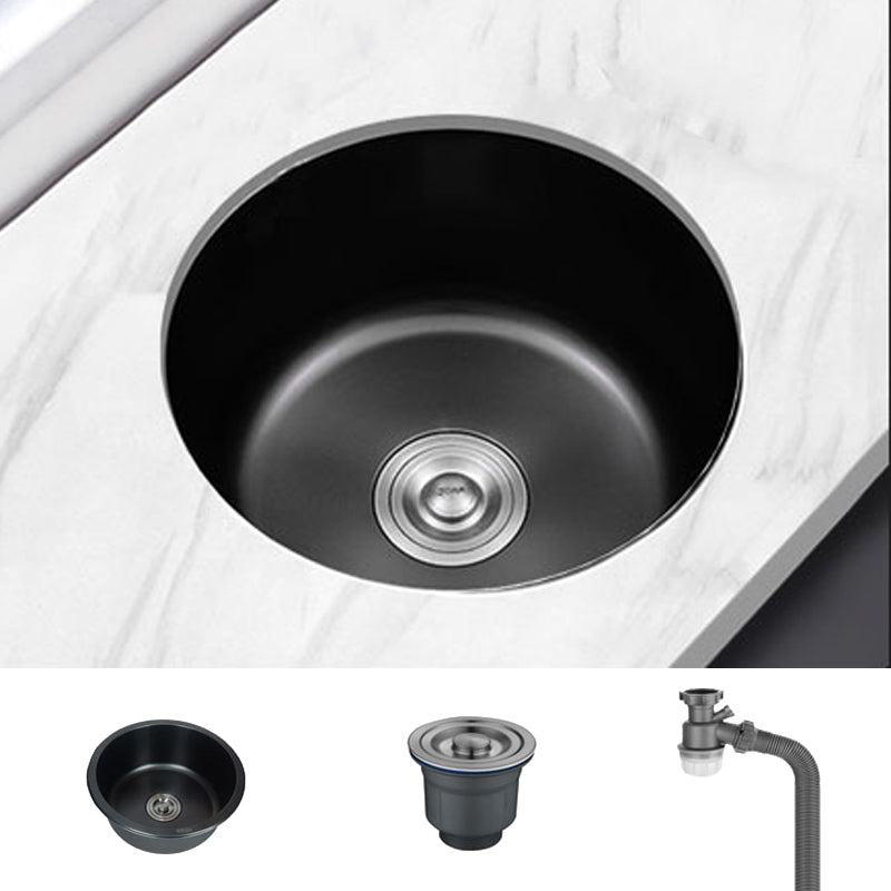 Stainless Steel Round Sink in Black Single Bowl Undermount Sink with Basket Strainer Sink Only None Clearhalo 'Home Improvement' 'home_improvement' 'home_improvement_kitchen_sinks' 'Kitchen Remodel & Kitchen Fixtures' 'Kitchen Sinks & Faucet Components' 'Kitchen Sinks' 'kitchen_sinks' 7079022