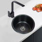 Stainless Steel Round Sink in Black Single Bowl Undermount Sink with Basket Strainer Clearhalo 'Home Improvement' 'home_improvement' 'home_improvement_kitchen_sinks' 'Kitchen Remodel & Kitchen Fixtures' 'Kitchen Sinks & Faucet Components' 'Kitchen Sinks' 'kitchen_sinks' 7079026