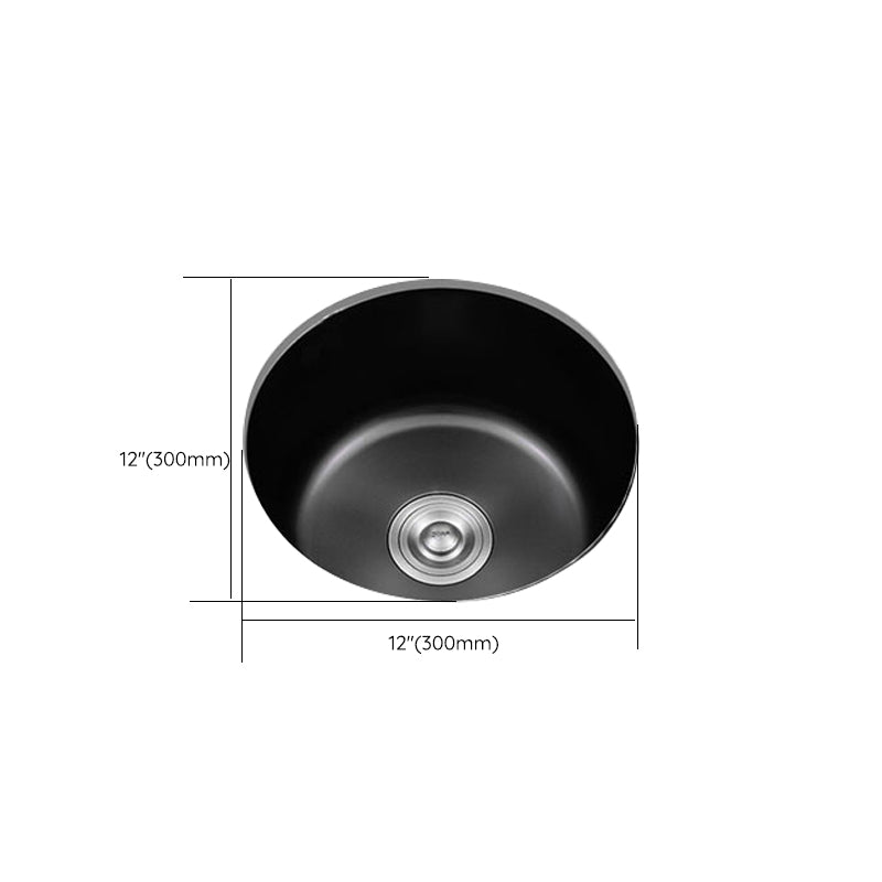 Stainless Steel Round Sink in Black Single Bowl Undermount Sink with Basket Strainer Clearhalo 'Home Improvement' 'home_improvement' 'home_improvement_kitchen_sinks' 'Kitchen Remodel & Kitchen Fixtures' 'Kitchen Sinks & Faucet Components' 'Kitchen Sinks' 'kitchen_sinks' 7079036