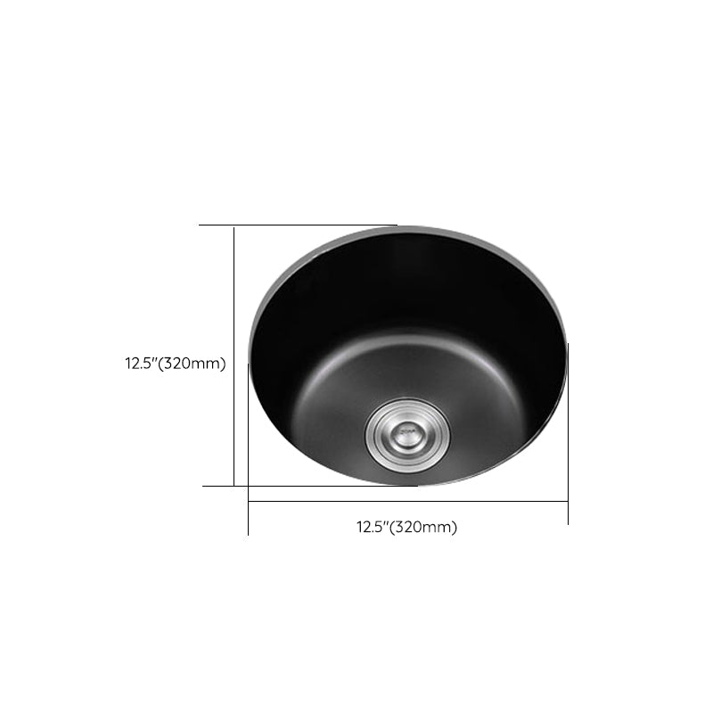 Stainless Steel Round Sink in Black Single Bowl Undermount Sink with Basket Strainer Clearhalo 'Home Improvement' 'home_improvement' 'home_improvement_kitchen_sinks' 'Kitchen Remodel & Kitchen Fixtures' 'Kitchen Sinks & Faucet Components' 'Kitchen Sinks' 'kitchen_sinks' 7079037