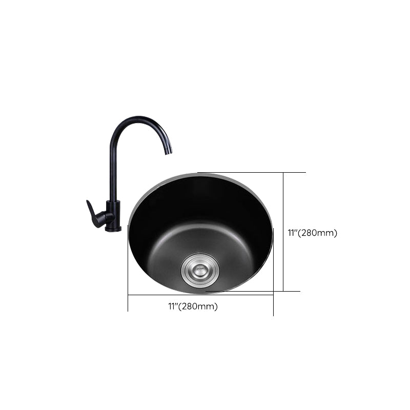 Stainless Steel Round Sink in Black Single Bowl Undermount Sink with Basket Strainer Clearhalo 'Home Improvement' 'home_improvement' 'home_improvement_kitchen_sinks' 'Kitchen Remodel & Kitchen Fixtures' 'Kitchen Sinks & Faucet Components' 'Kitchen Sinks' 'kitchen_sinks' 7079041
