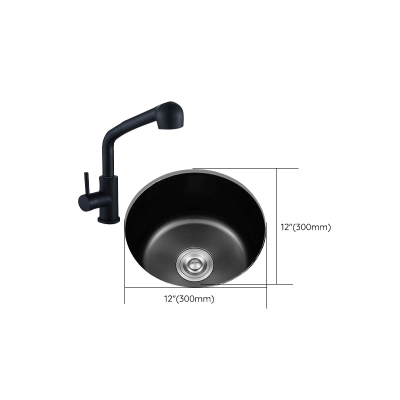 Stainless Steel Round Sink in Black Single Bowl Undermount Sink with Basket Strainer Clearhalo 'Home Improvement' 'home_improvement' 'home_improvement_kitchen_sinks' 'Kitchen Remodel & Kitchen Fixtures' 'Kitchen Sinks & Faucet Components' 'Kitchen Sinks' 'kitchen_sinks' 7079053