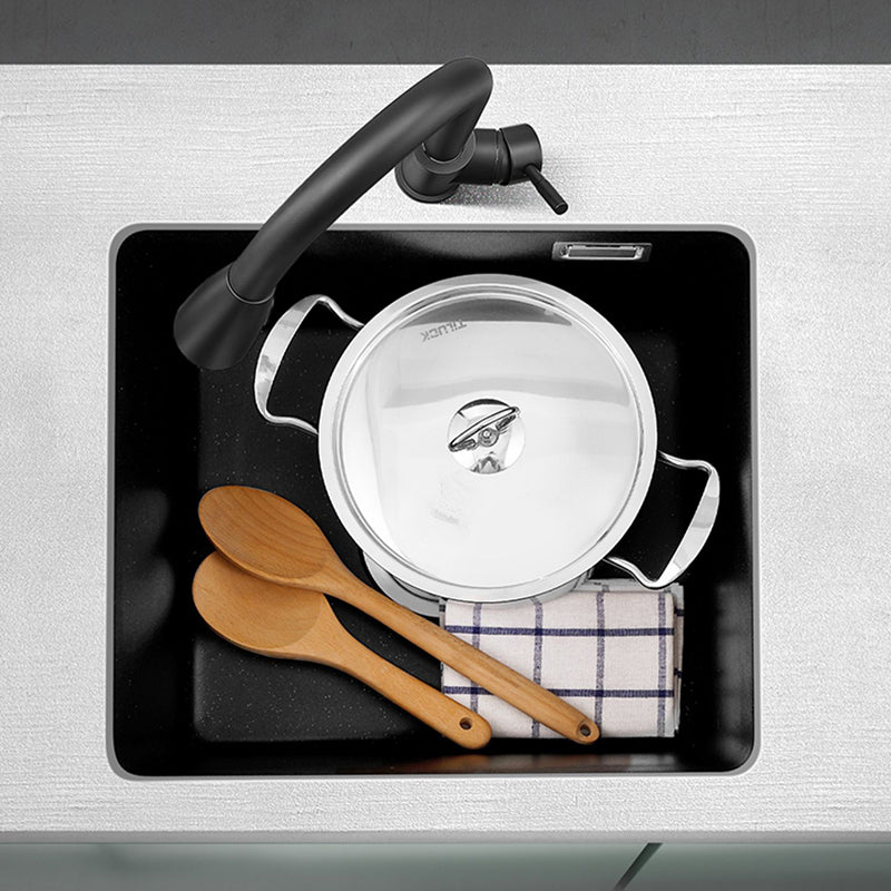 Quartz Kitchen Sink Single Bowl Kitchen Sink with Drain Strainer Kit Clearhalo 'Home Improvement' 'home_improvement' 'home_improvement_kitchen_sinks' 'Kitchen Remodel & Kitchen Fixtures' 'Kitchen Sinks & Faucet Components' 'Kitchen Sinks' 'kitchen_sinks' 7079150