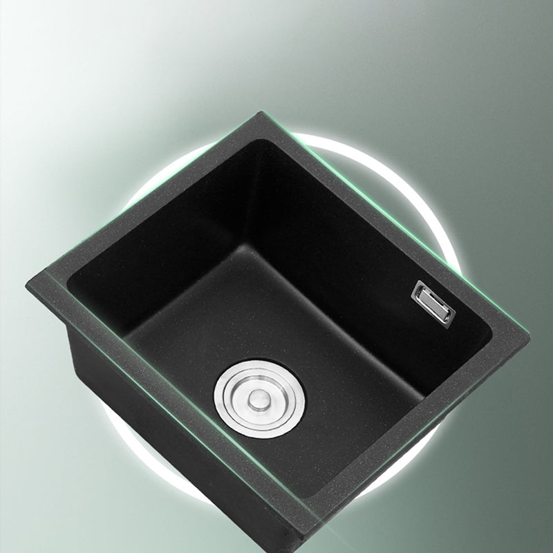 Quartz Kitchen Sink Single Bowl Kitchen Sink with Drain Strainer Kit Clearhalo 'Home Improvement' 'home_improvement' 'home_improvement_kitchen_sinks' 'Kitchen Remodel & Kitchen Fixtures' 'Kitchen Sinks & Faucet Components' 'Kitchen Sinks' 'kitchen_sinks' 7079151