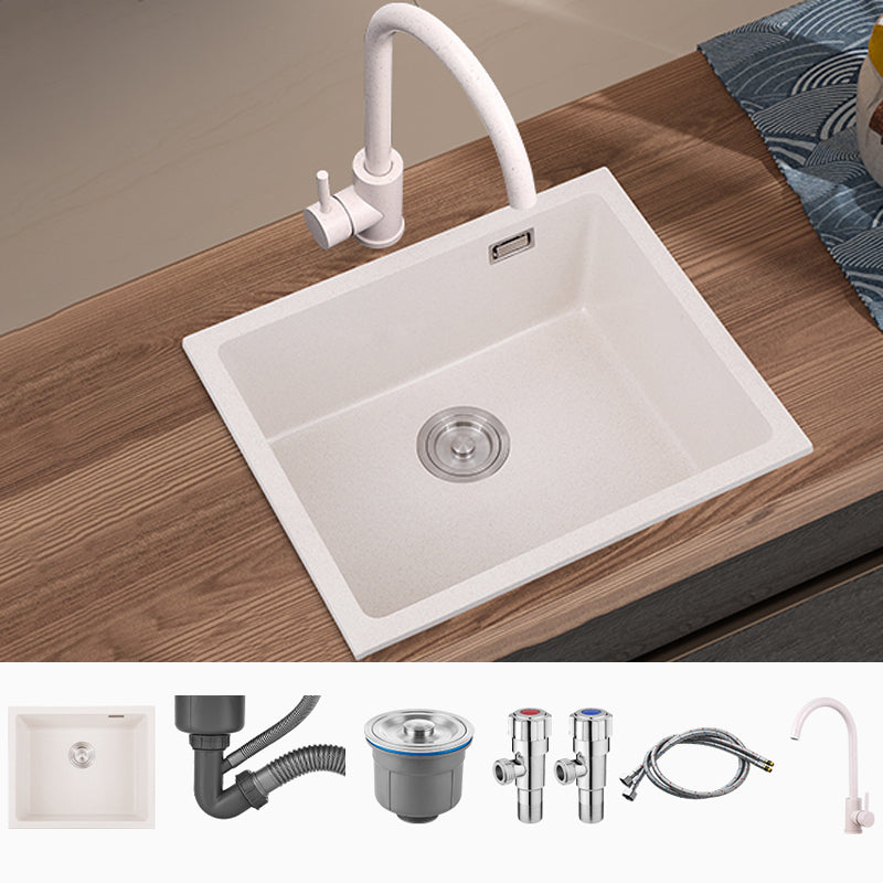 Single Bowl Kitchen Sink Quartz Kitchen Sink with Drain Assembly Sink with Faucet Round Faucet Clearhalo 'Home Improvement' 'home_improvement' 'home_improvement_kitchen_sinks' 'Kitchen Remodel & Kitchen Fixtures' 'Kitchen Sinks & Faucet Components' 'Kitchen Sinks' 'kitchen_sinks' 7079160