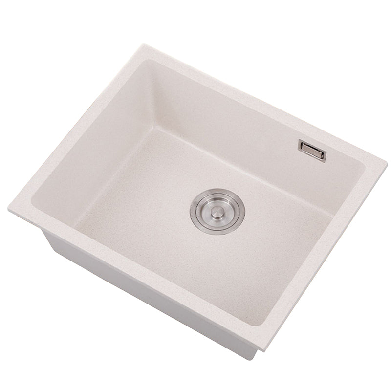 Single Bowl Kitchen Sink Quartz Kitchen Sink with Drain Assembly Clearhalo 'Home Improvement' 'home_improvement' 'home_improvement_kitchen_sinks' 'Kitchen Remodel & Kitchen Fixtures' 'Kitchen Sinks & Faucet Components' 'Kitchen Sinks' 'kitchen_sinks' 7079167