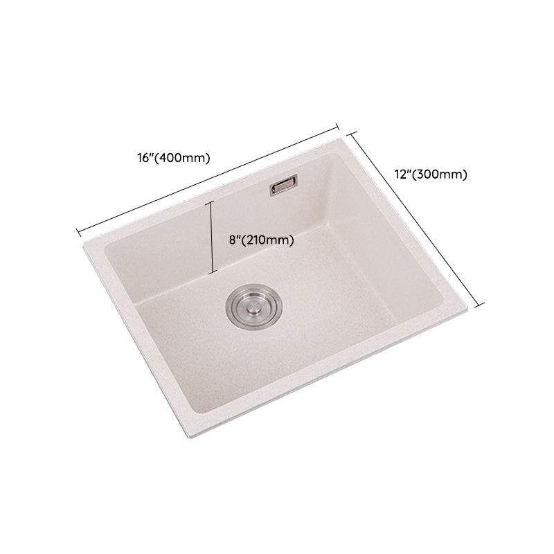 Single Bowl Kitchen Sink Quartz Kitchen Sink with Drain Assembly Clearhalo 'Home Improvement' 'home_improvement' 'home_improvement_kitchen_sinks' 'Kitchen Remodel & Kitchen Fixtures' 'Kitchen Sinks & Faucet Components' 'Kitchen Sinks' 'kitchen_sinks' 7079174