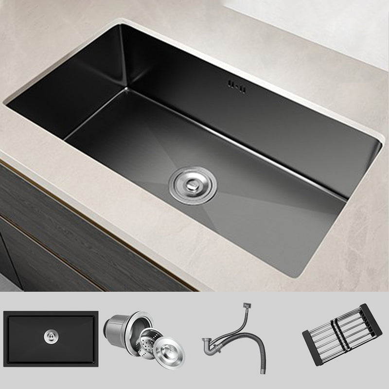 Rectangular Kitchen Sink Black Stainless Steel Single Bowl Top Mount Kitchen Sink Sink Only None Clearhalo 'Home Improvement' 'home_improvement' 'home_improvement_kitchen_sinks' 'Kitchen Remodel & Kitchen Fixtures' 'Kitchen Sinks & Faucet Components' 'Kitchen Sinks' 'kitchen_sinks' 7079181