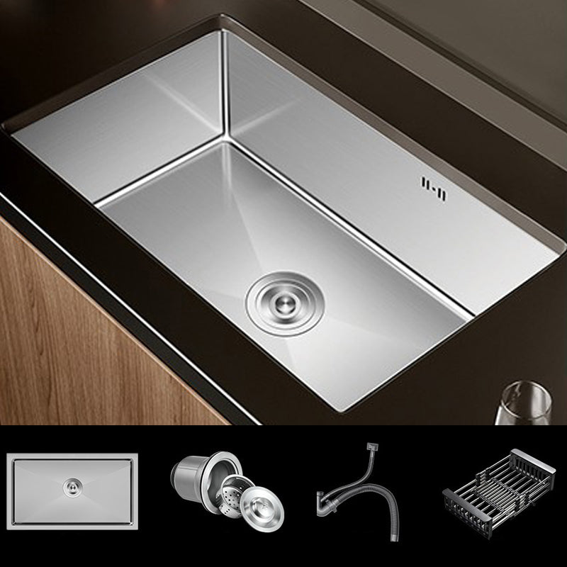 Single Bowl Kitchen Sink Stainless Steel Rectangular Undermount Kitchen Sink with Faucet Sink Only None Clearhalo 'Home Improvement' 'home_improvement' 'home_improvement_kitchen_sinks' 'Kitchen Remodel & Kitchen Fixtures' 'Kitchen Sinks & Faucet Components' 'Kitchen Sinks' 'kitchen_sinks' 7079200